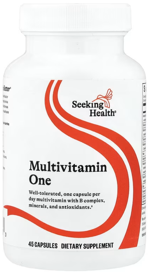 Seeking Health, Optimal Multivitamin Methyl One, с L-5-МТГФ и метилом B12, 45 вегетарианских капсул, SKH-52093
Seeking Health, Optimal Multivitamin Methyl One, с L-5-МТГФ и метилом B12, 45 вегетарианских капсул, SKH-52093