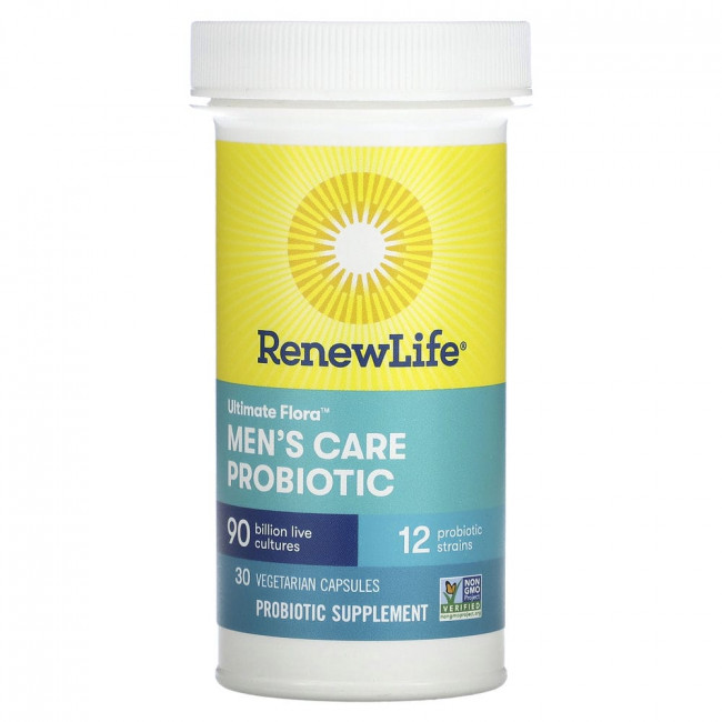 Renew Life, Ultimate Flora, пробиотик для мужчин, 90 млрд живых культур, 30 вегетарианских капсул Renew Life, Ultimate Flora, пробиотик для мужчин, 90 млрд живых культур, 30 вегетарианских капсул