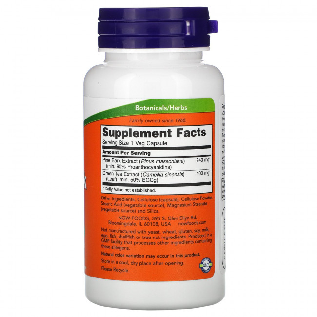 NOW Foods, экстракт сосновой коры, 240 мг, 90 растительных капсул