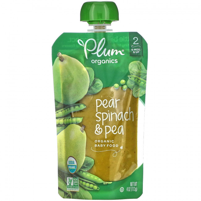 Plum Organics, органическое детское питание, этап 2, груша, шпинат и горох, 113 г (4 унции) Plum Organics, органическое детское питание, этап 2, груша, шпинат и горох, 113 г (4 унции)