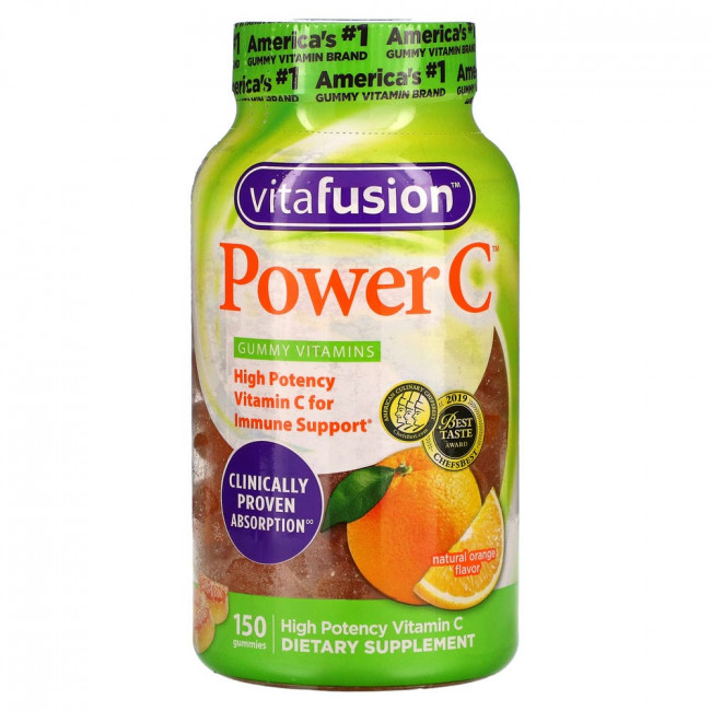 VitaFusion, Power C, витамин C с высокой эффективностью действия, натуральный апельсиновый вкус, 150 жевательных таблеток VitaFusion, Power C, витамин C с высокой эффективностью действия, натуральный апельсиновый вкус, 150 жевательных таблеток