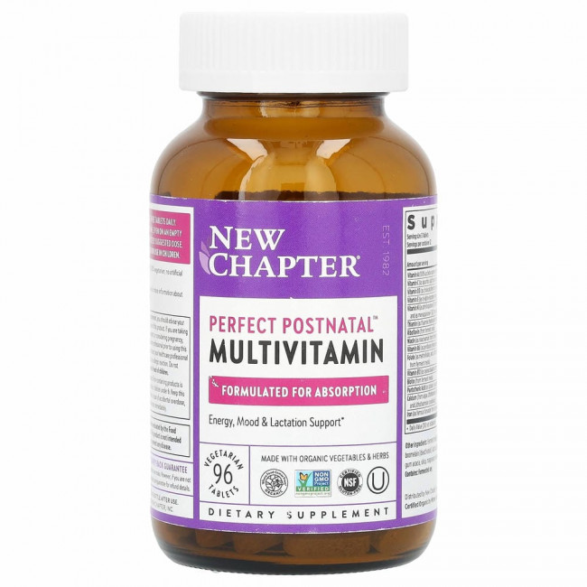 New Chapter, Perfect Postnatal, мультивитамины из цельных продуктов, 96 вегетарианских таблеток