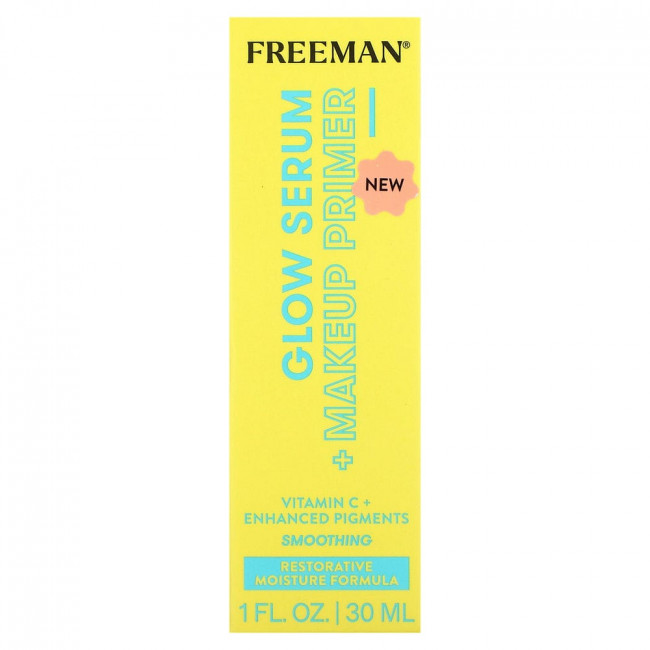 Freeman Beauty, Glow Serum + Makeup Primer, разглаживающая, 30 мл (1 жидк. Унция)