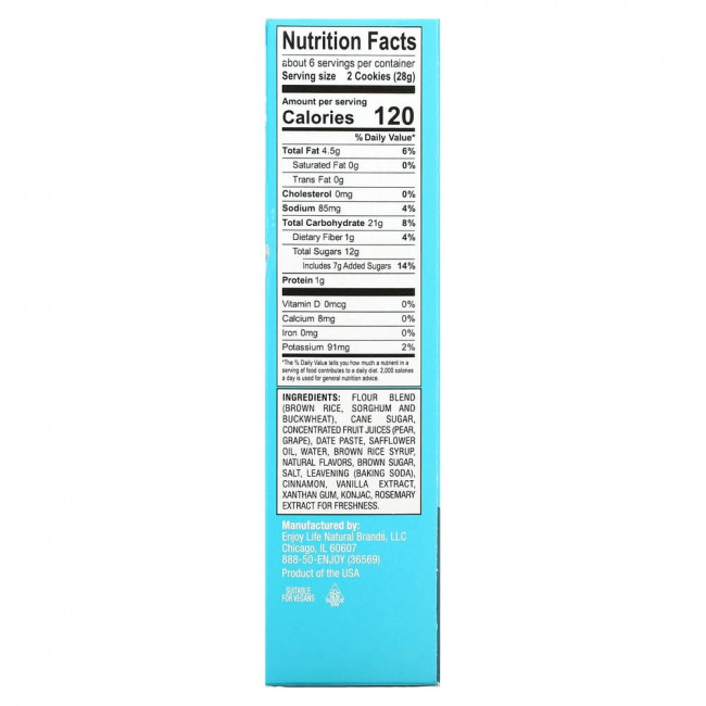 Enjoy Life Foods, Мягкое печенье, печенье сникердудл, не содержит глютен, 6 унций (170 г)