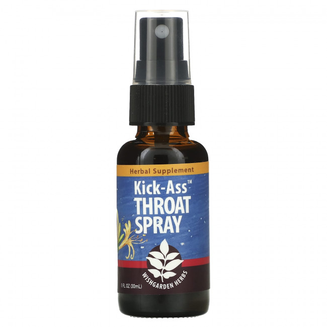 WishGarden Herbs, Kick-Ass Throat Spray, 30 мл (1 жидк. Унция) WishGarden Herbs, Kick-Ass Throat Spray, 30 мл (1 жидк. Унция)