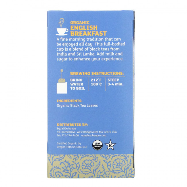 Equal Exchange, Organic English Breakfast, черный чай, 20 чайных пакетиков, 40 г (1,41 унции)
