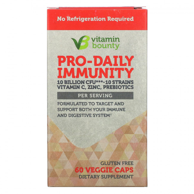 Vitamin Bounty, Pro-Daily Immunity, 10 млрд КОЕ, 60 растительных капсул Vitamin Bounty, Pro-Daily Immunity, 10 млрд КОЕ, 60 растительных капсул
