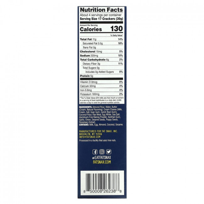 Fat Snax, Крекеры из миндальной муки, все, что угодно, 120,5 г (4,25 унции)