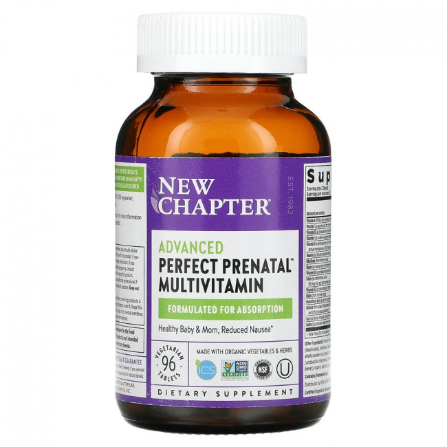 New Chapter, Perfect Prenatal, мультивитаминный комплекс, 96 вегетарианских таблеток New Chapter, Perfect Prenatal, мультивитаминный комплекс, 96 вегетарианских таблеток