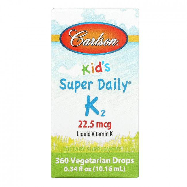 Carlson Labs, Super Daily K2 для детей, 22,5 мкг, 10,16 мл (0,34 жидк. унций) Carlson Labs, Super Daily K2 для детей, 22,5 мкг, 10,16 мл (0,34 жидк. унций)