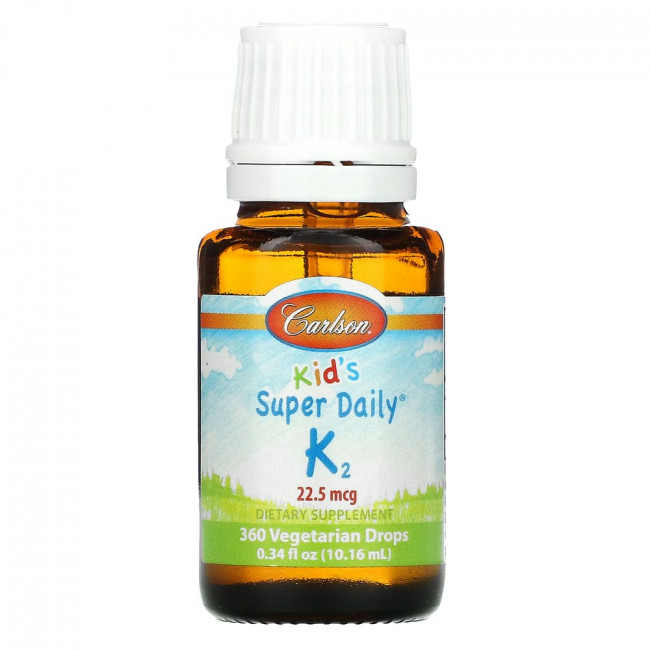 Carlson Labs, Super Daily K2 для детей, 22,5 мкг, 10,16 мл (0,34 жидк. унций) Carlson Labs, Super Daily K2 для детей, 22,5 мкг, 10,16 мл (0,34 жидк. унций)