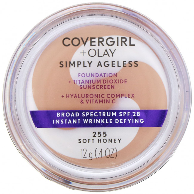 Covergirl, Olay Simply Ageless, тональная основа, оттенок 255 «Мягкий медовый», 12 г (0,4 унции)