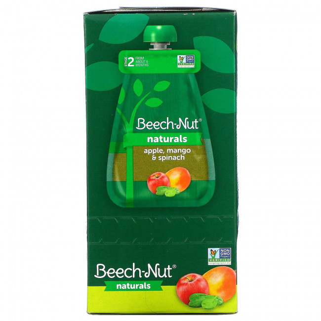Beech-Nut, Naturals, этап 2, яблоко, манго и шпинат, 6 пакетиков по 99 г (3,5 унции)