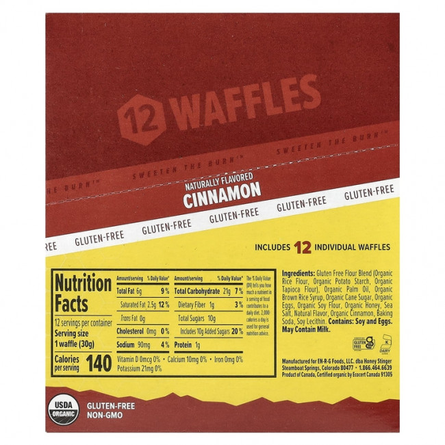 Honey Stinger, Energy Waffle, корица, 12 вафель, 30 г (1,06 унции) Honey Stinger, Energy Waffle, корица, 12 вафель, 30 г (1,06 унции)
