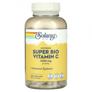 Solaray, Super Bio Vitamin C, витамин C медленного высвобождения, 250 вегетарианских капсул