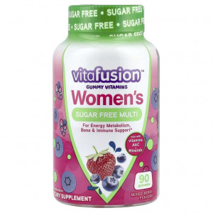 VitaFusion, Мультивитамины для женщин без сахара, ягодное ассорти, 90 жевательных таблеток