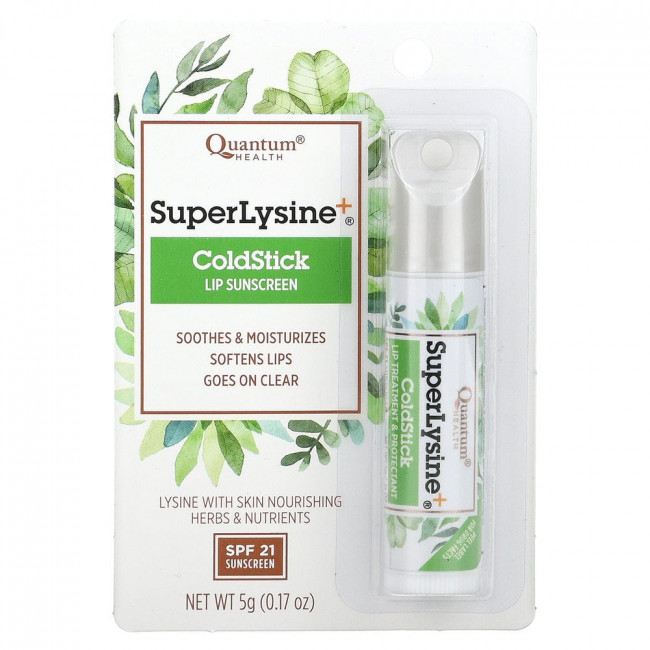 Quantum Health, Super Lysine+, ColdStick, солнцезащитное средство для губ, SPF 21, 5 г (0,17 унции) Quantum Health, Super Lysine+, ColdStick, солнцезащитное средство для губ, SPF 21, 5 г (0,17 унции)