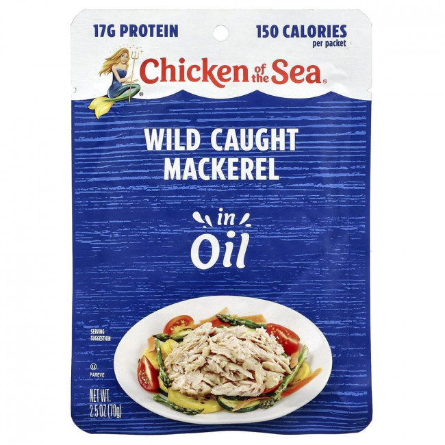 Chicken of the Sea, Дикая скумбрия в масле, 70 г (2,5 унции)