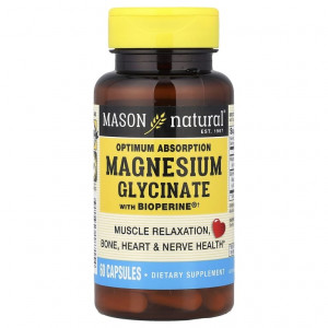 Mason Natural, глицинат магния с BioPerine®, для оптимального усвоения, 60 капсул
