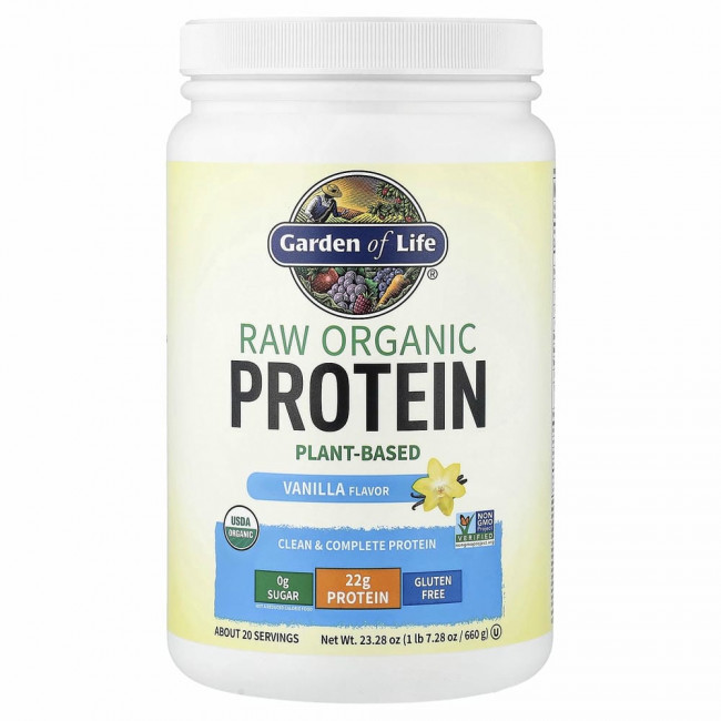 Garden of Life, Органический белок RAW, органическая растительная формула, ваниль, 620 г (21,86 унции)