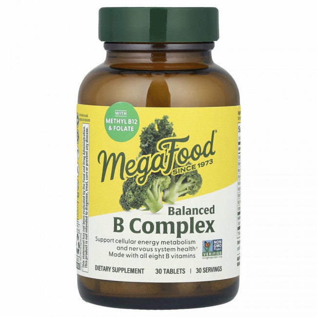 MegaFood, Сбалансированный комплекс витаминов В (Balanced B Complex), 30 таблеток