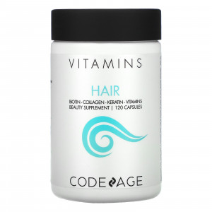 Codeage, витамины, для здоровья волос, 120 капсул Codeage, витамины, для здоровья волос, 120 капсул