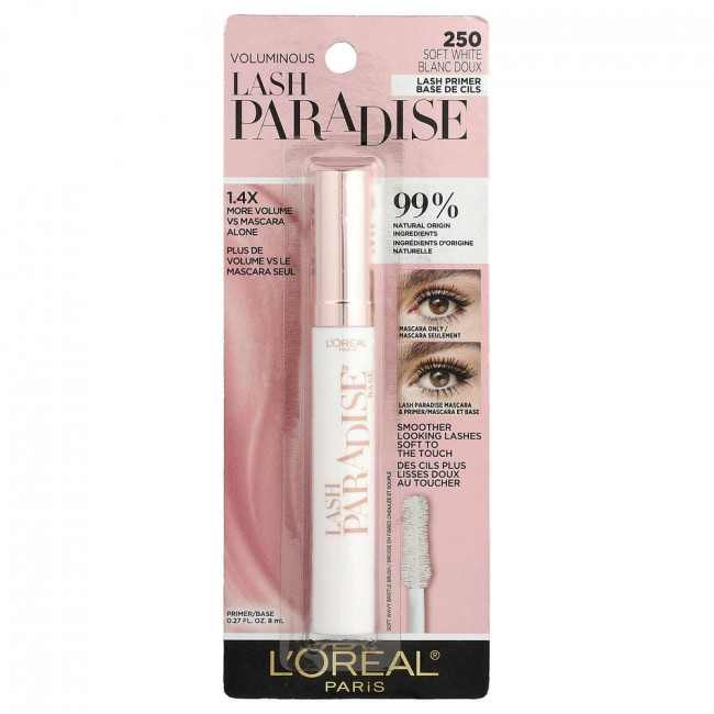 L'Oréal, Voluminous Lash Paradise™ Primer/Base, 250 Soft White, 0.27 fl oz (8 ml) L'Oréal, Voluminous Lash Paradise™ Primer/Base, 250 Soft White, 0.27 fl oz (8 ml)