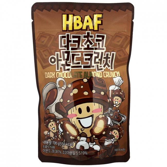 HBAF, темный шоколад с миндалем и хрустящей корочкой, 100 г