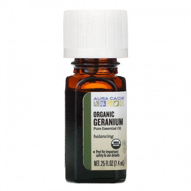 Aura Cacia, чистое эфирное масло, органическая герань, 7,4 мл (0,25 жидк. унции) Aura Cacia, чистое эфирное масло, органическая герань, 7,4 мл (0,25 жидк. унции)