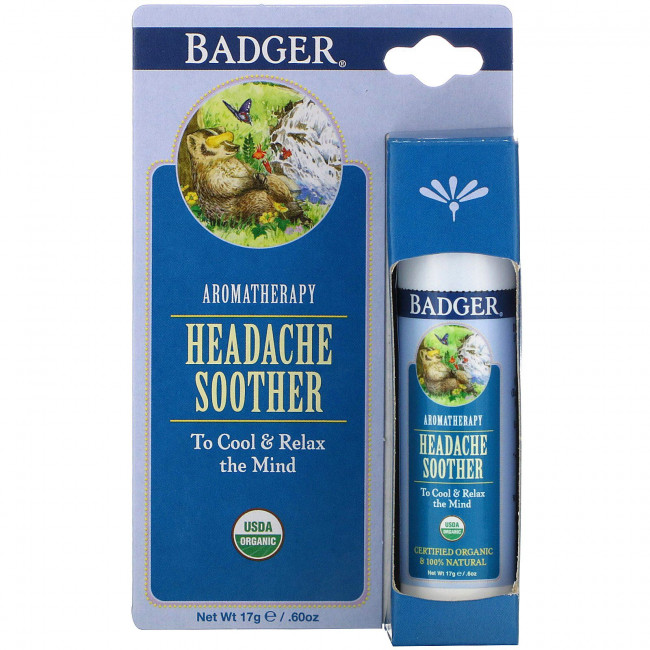 Badger Company, Aromatherapy, успокаивающее средство от головной боли, перечная мята и лаванда, 17 г (0,60 унции)