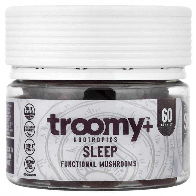 Troomy Nootropics, Sleep, Functional Mushroom Gummies, Black Raspberry, 60 Gummies Troomy Nootropics, Sleep, Functional Mushroom Gummies, Black Raspberry, 60 Gummies