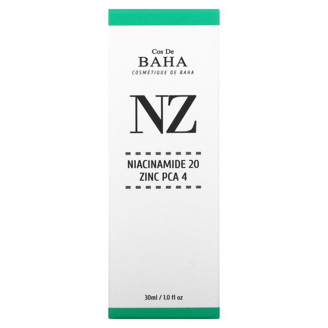 Cos De BAHA, NZ, никотинамид 20 и цинк PCA 4, 30 мл (1 жидк. Унция)
