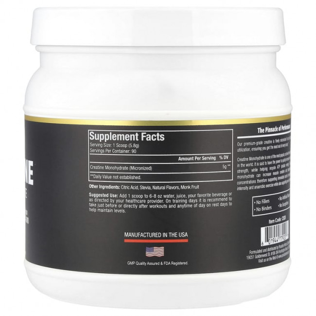 Paradise Herbs, Моногидрат креатина, зеленое яблоко, 522 г