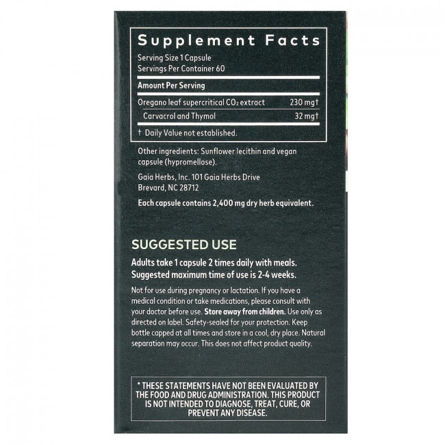 Gaia Herbs, Масло орегано, 60 веганских капсул с жидкостью Phyto-Caps Gaia Herbs, Масло орегано, 60 веганских капсул с жидкостью Phyto-Caps