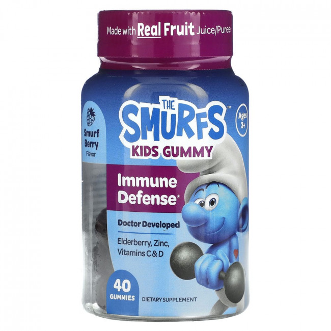 The Smurfs, жевательная добавка для укрепления иммунитета, для детей от 3 лет, ягодный вкус, 40 жевательных конфет The Smurfs, жевательная добавка для укрепления иммунитета, для детей от 3 лет, ягодный вкус, 40 жевательных конфет