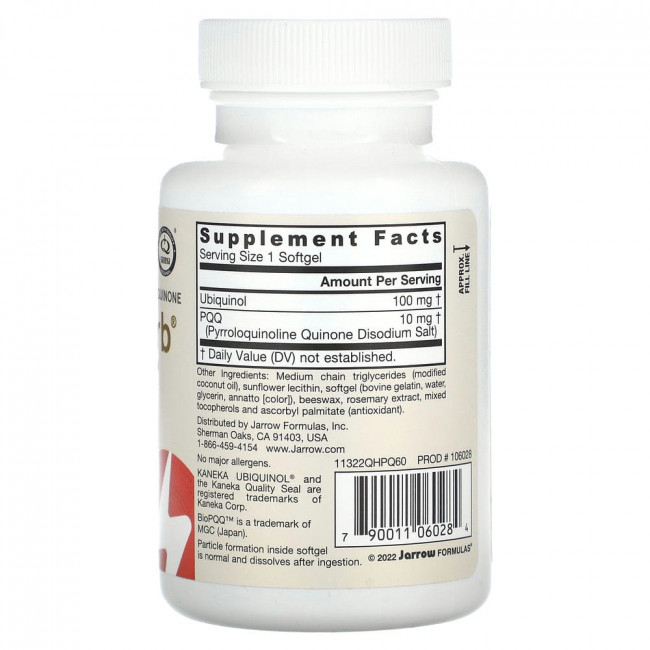 Jarrow Formulas, убихинол, QH-Absorb + PPQ, 60 мягких таблеток Jarrow Formulas, убихинол, QH-Absorb + PPQ, 60 мягких таблеток