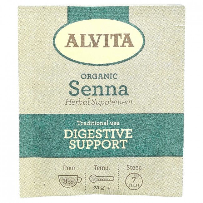 Alvita Teas, Organic Botanical Tea, Senna, Caffeine Free, 16 Individually Wrapped Tea Bags, 1.07 oz (30.4 g)