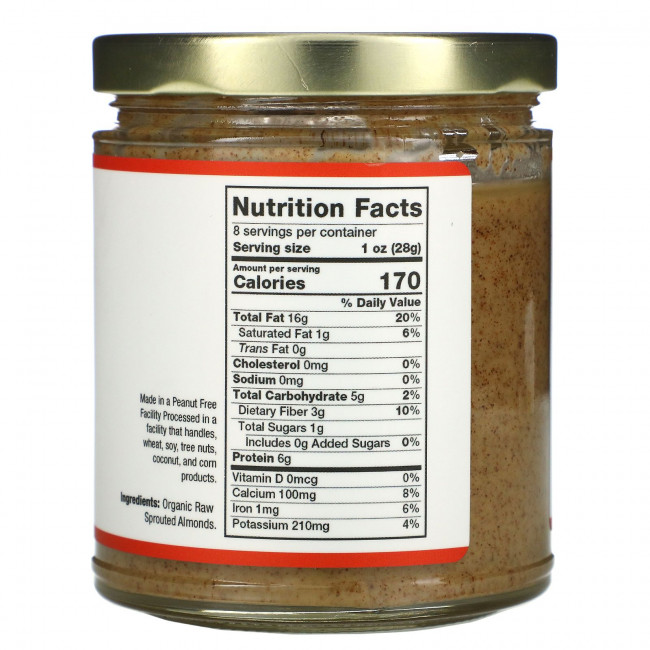 Jiva Organics, Необработанное масло из ростков миндаля, несоленое сливочное масло, 228 г (8 унций) Jiva Organics, Необработанное масло из ростков миндаля, несоленое сливочное масло, 228 г (8 унций)