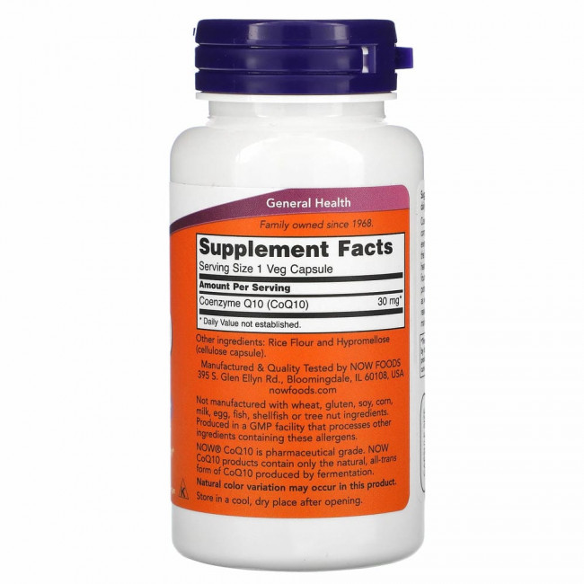 NOW Foods, коэнзим Q10, 30 мг, 120 растительных капсул