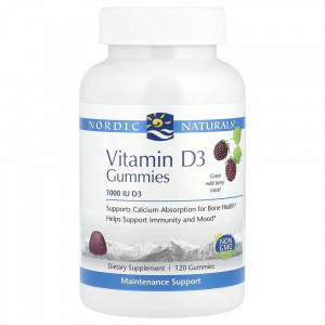 Nordic Naturals, Витамин D3, вкус лесных ягод, 1000 МЕ, 120 жевательных таблеток Nordic Naturals, Витамин D3, вкус лесных ягод, 1000 МЕ, 120 жевательных таблеток