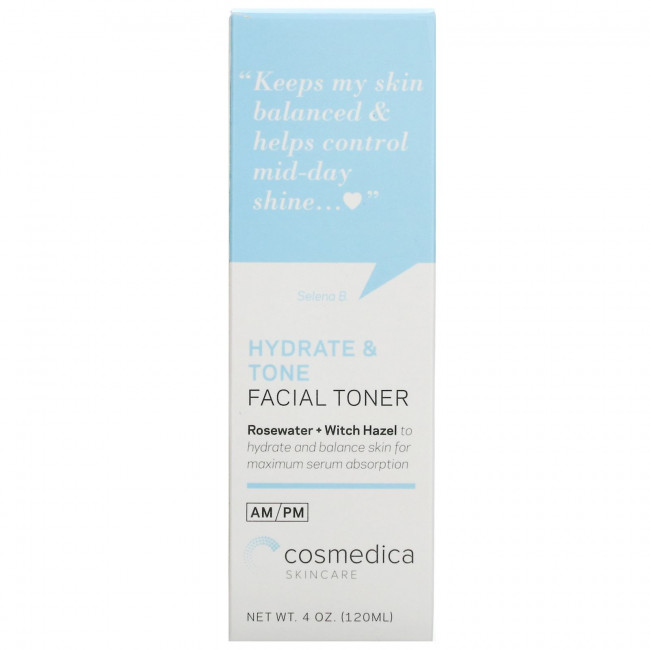 Cosmedica Skincare, Увлажняющий и тонизирующий тоник для лица, розовая вода + гамамелис, 4 унции (120 мл)