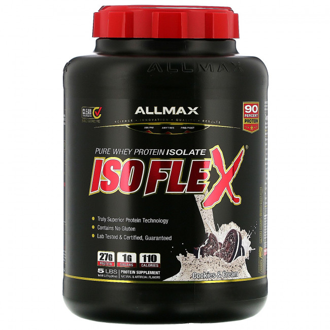 ALLMAX Nutrition, Isoflex, 100% чистый изолят сывороточного белка (фильтрация ИСБ частицами, заряженными ионами), со вкусом печенья и сливок, 2,27 кг (5 фунтов) ALLMAX Nutrition, Isoflex, 100% чистый изолят сывороточного белка (фильтрация ИСБ частицами, заряженными ионами), со вкусом печенья и сливок, 2,27 кг (5 фунтов)