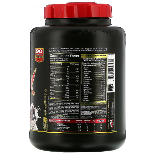 ALLMAX Nutrition, Isoflex, 100% чистый изолят сывороточного белка (фильтрация ИСБ частицами, заряженными ионами), со вкусом печенья и сливок, 2,27 кг (5 фунтов) ALLMAX Nutrition, Isoflex, 100% чистый изолят сывороточного белка (фильтрация ИСБ частицами, заряженными ионами), со вкусом печенья и сливок, 2,27 кг (5 фунтов)