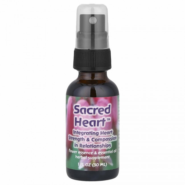 Flower Essence Services, 'Священное сердце', цветочная эссенция с эфирным маслом, 1 жидкая унция (30 мл)