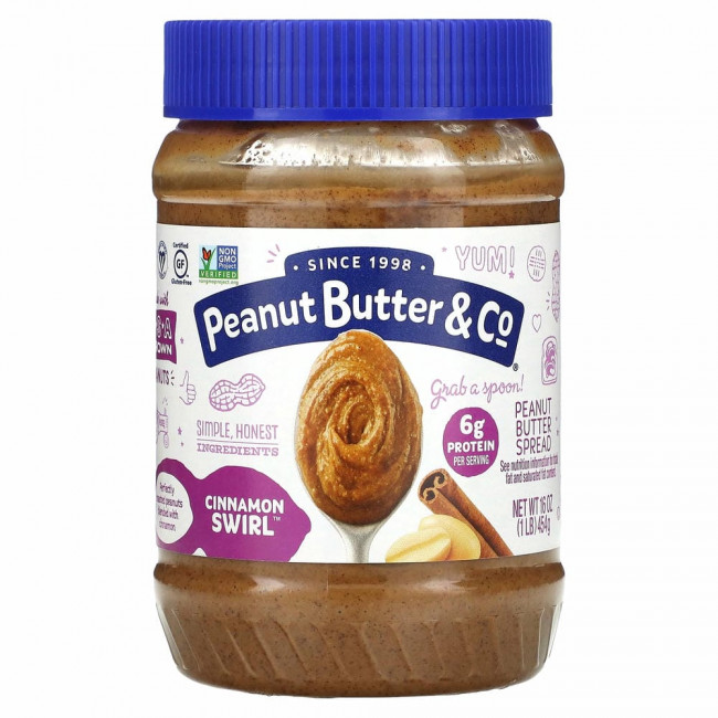 Peanut Butter & Co., Спред с арахисовой пастой, завиток корицы, 454 г (16 унций) Peanut Butter & Co., Спред с арахисовой пастой, завиток корицы, 454 г (16 унций)