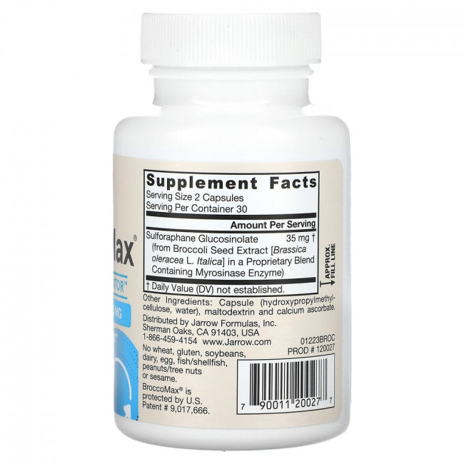 Jarrow Formulas, BroccoMax, сульфорафан глюкозинолат (SGS), активированный мирозиназой, 60 растительных капсул с отсроченным высвобождением