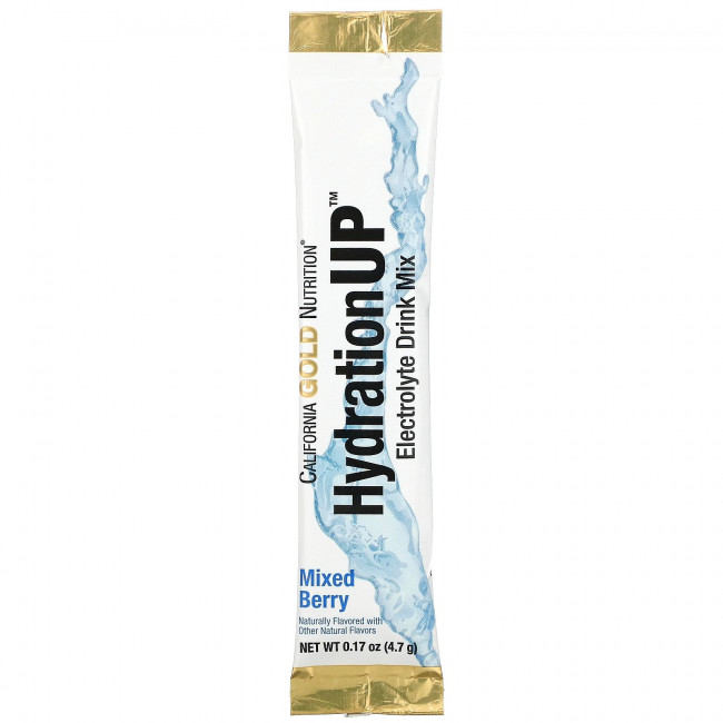 California Gold Nutrition, HydrationUP, смесь для приготовления электролитического напитка, ягодный микс, 20 пакетиков, 4,7 г (0,17 унции) в каждом