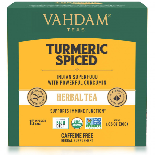 Vahdam Teas, травяной чай, куркума и пряности, без кофеина, 15 чайных пакетиков, 30 г (1,06 унции) Vahdam Teas, травяной чай, куркума и пряности, без кофеина, 15 чайных пакетиков, 30 г (1,06 унции)