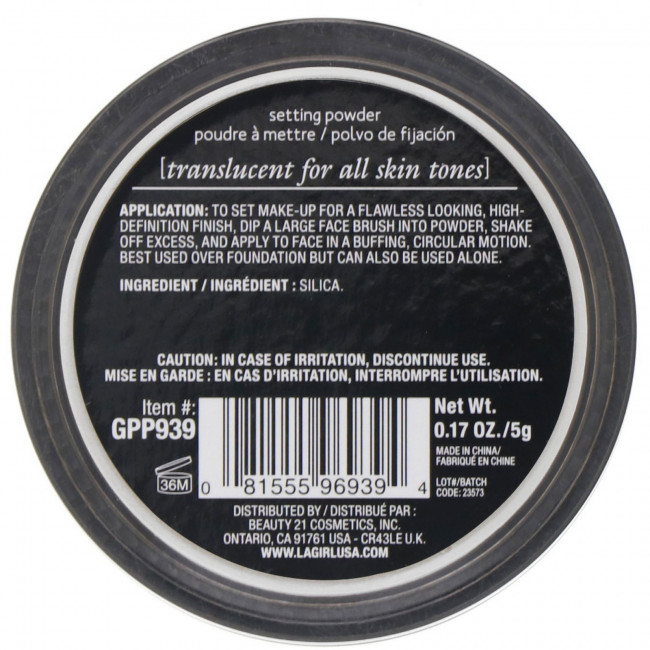 L.A. Girl, Пудра-хайлайтер Pro HD Setting Powder, оттенок Translucent, 5 г