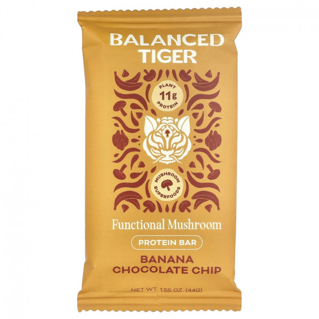 Протеиновый батончик Balanced Tiger, бананово-шоколадный, 12 батончиков, по 44 г каждый.